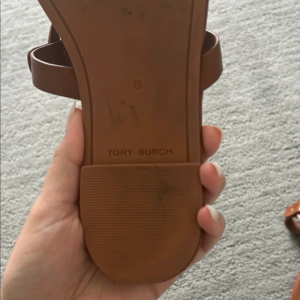 Tory Burch Miller Leather Thong Sandals — Cognac - Picture 2 of 5